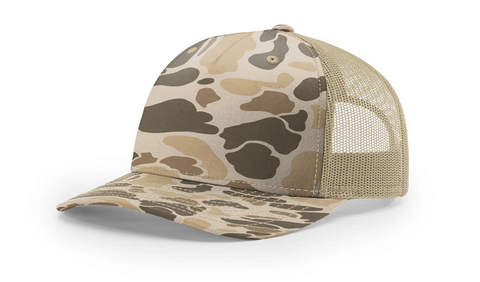 Custom Richardson 112PFP Duck Camo Trucker Hats Camo Hat Richardson Harvest/Light Tan