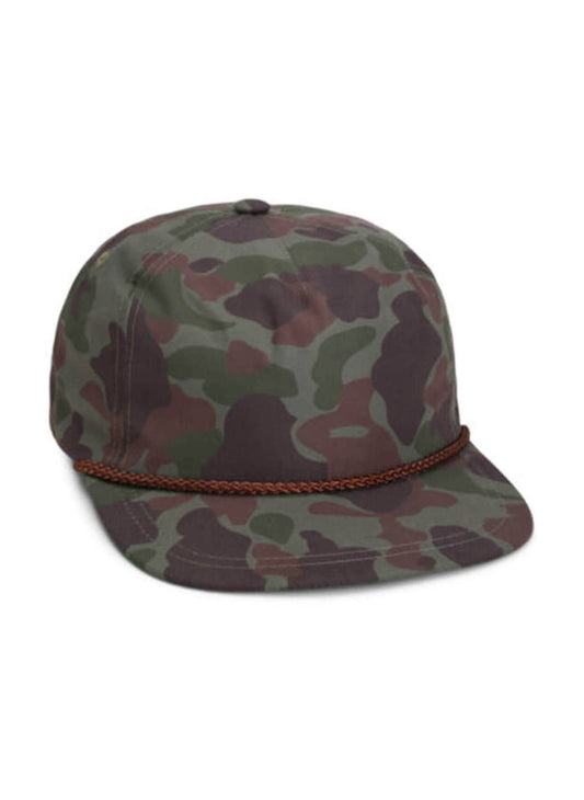 imperial dna frog camo rope hat green, imperial camo rope hat, camo rope hat, frog camo hats, custom camo leather patch hats, custom camo patch hats