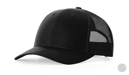 Richardson 115 LP Low Profile Custom Leather Patch Hat-Richardson-Black/Black-Von Burton Supply Co.