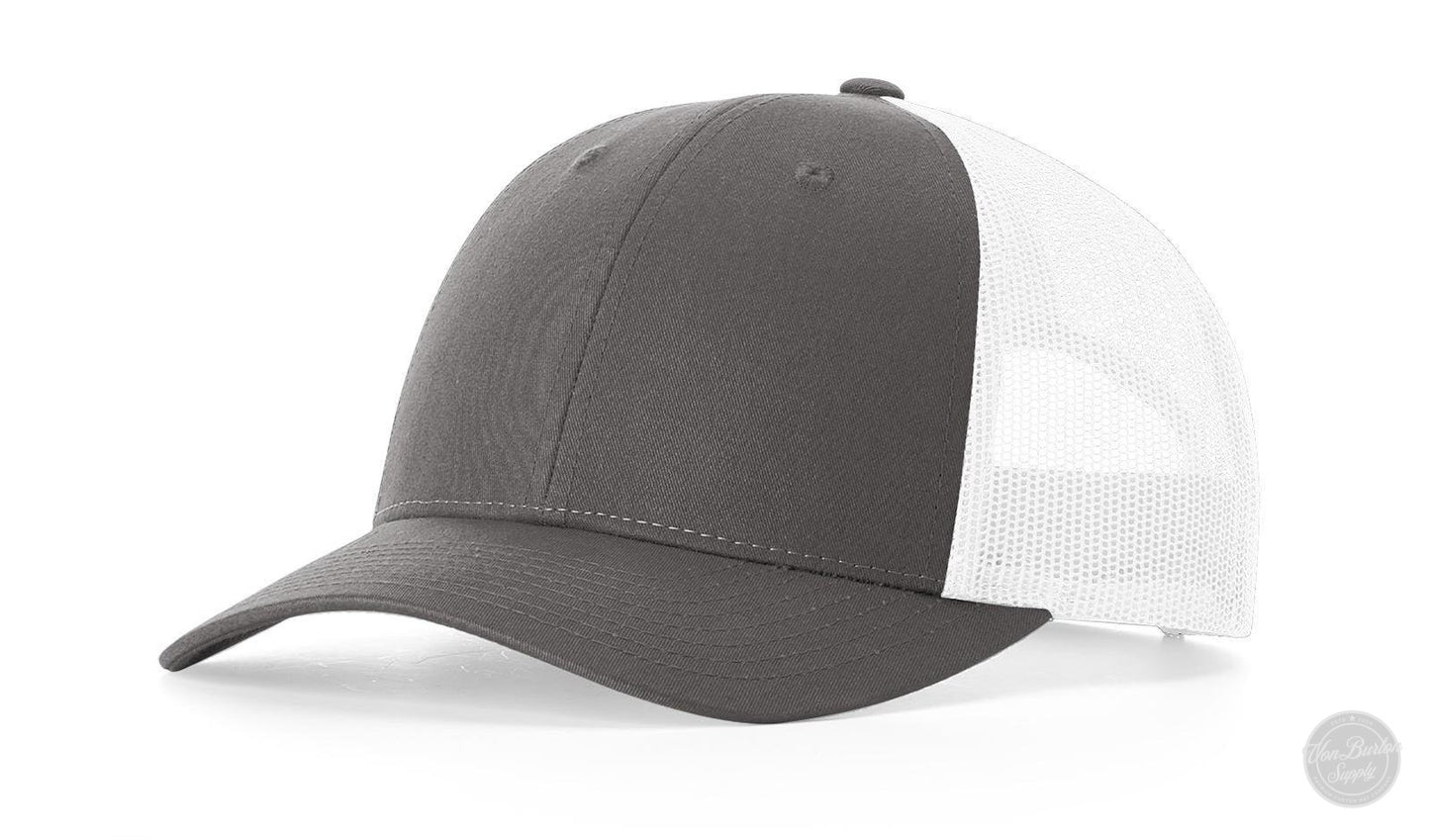 Richardson 115 LP Low Profile Custom Leather Patch Hat-Richardson-Charcoal/White-Von Burton Supply Co.