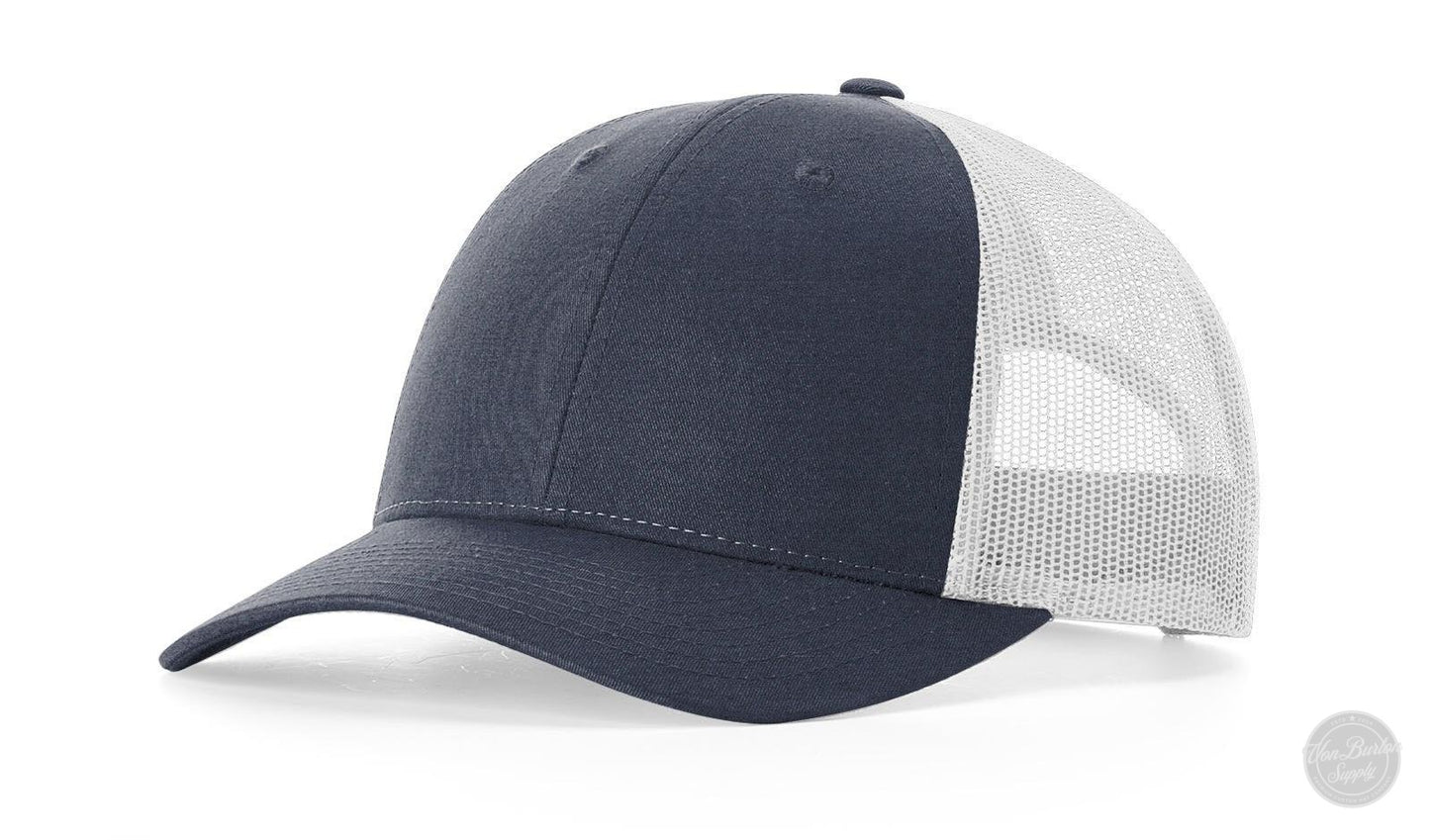 Richardson 115 LP Low Profile Custom Leather Patch Hat-Richardson-Navy Heather/Grey-Von Burton Supply Co.