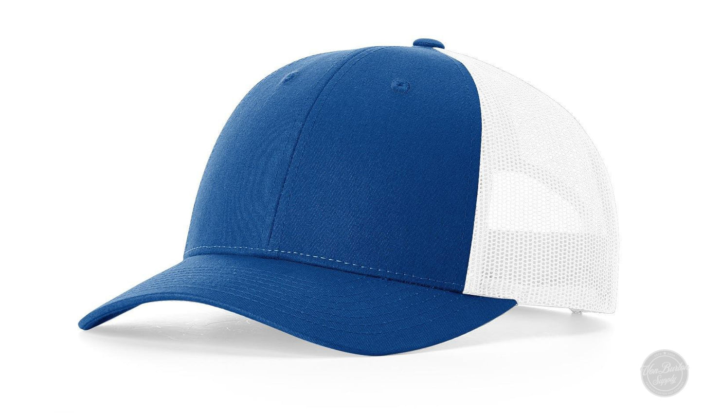 Richardson 115 LP Low Profile Custom Leather Patch Hat-Richardson-Royal/White-Von Burton Supply Co.