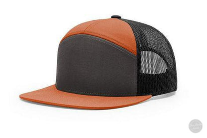 Richardson 168 7 Panel Custom Leather Patch Hat Hat Von Burton Supply Burmt Orange/Charcoal/Black  