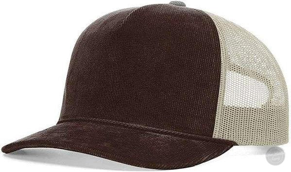 Richardson 930 Troutdale Corduroy Rope Leather Patch Trucker Hat-Von Burton Supply-Brown/Sand-Von Burton Supply Co.-Custom Richardson Leather Patch Hats Conroe Houston Texas-Custom Hats Houston-Custom Hats Austin-Custom Hats Dallas, Premium Custom Leather Patch Hats