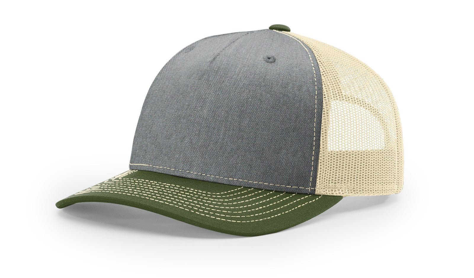 Richardson 112 FP Trucker Color Patch Hat Hat Richardson Heather Gray/Birch/Olive  