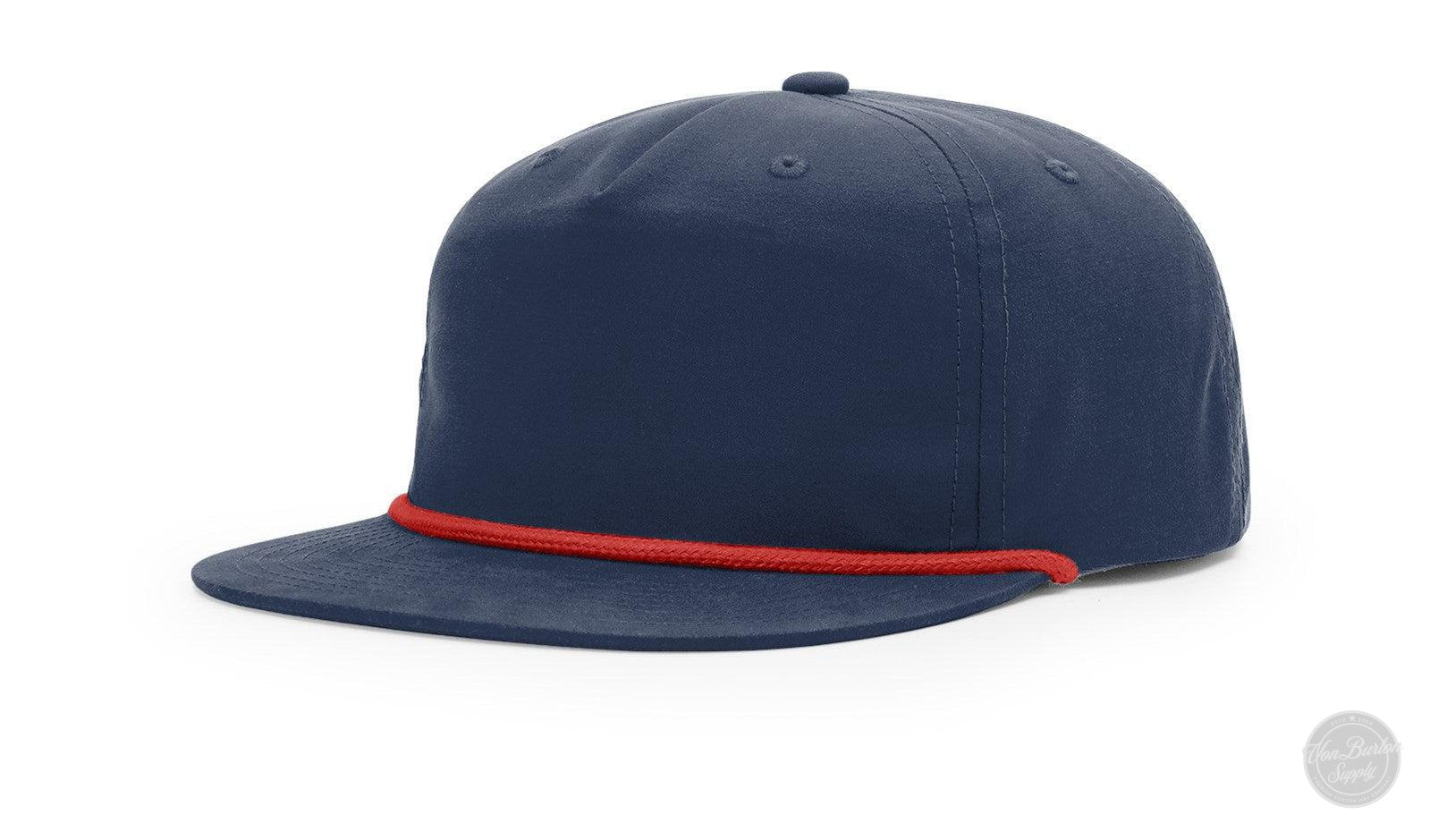 Richarson 256 Umpqua Rope Custom Leather Patch Hat-Navy/Red-Von Burton Supply Co.-Custom Leather Patch Hats in Houston Texas, Custom Richardson 256 Umpqua Leather Patch Hats, custom richardson trucker patch hats