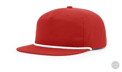 Richarson 256 Umpqua Rope Custom Leather Patch Hat-Red/White-Von Burton Supply Co.-Custom Leather Patch Hats in Houston Texas, Custom Richardson 256 Umpqua Leather Patch Hats, custom rope hats, custom leather patch trucker hats