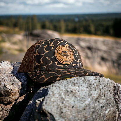 custom leather patch hats, duck camo hats, leather patch hats, custom leather hat patches, hat patches, color hat patches, duck camo patch hats, custom camo hats, custom ranch hats, custom caps, custom hats, custom patch hats, custom rtic tumblers, custom richardson leather patch trucker hats