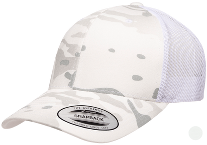 Yupoong 6606MC Camo Custom Leather Patch Hats-Von Burton Supply-Alpine White Camo-Von Burton Supply Co.-Yupoong 6606MC Camo Custom Leather Patch Hats