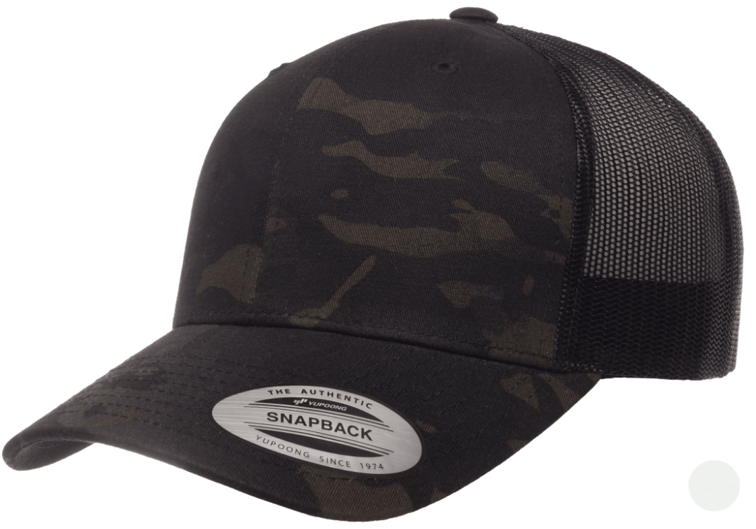 Yupoong 6606MC Camo Custom Leather Patch Hats-Von Burton Supply-Black Camo-Von Burton Supply Co.-Yupoong 6606MC Camo Custom Leather Patch Hats