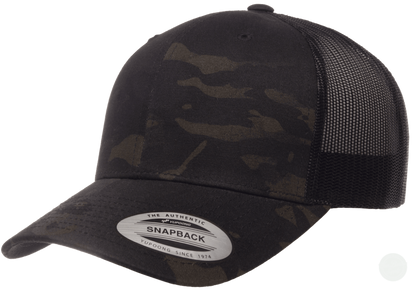 Yupoong 6606MC Camo Custom Leather Patch Hats-Von Burton Supply-Black Camo-Von Burton Supply Co.-Yupoong 6606MC Camo Custom Leather Patch Hats