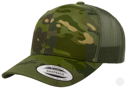 Yupoong 6606MC Camo Custom Leather Patch Hats-Von Burton Supply-Tropic Green Camo-Von Burton Supply Co.-Yupoong 6606MC Camo Custom Leather Patch Hats