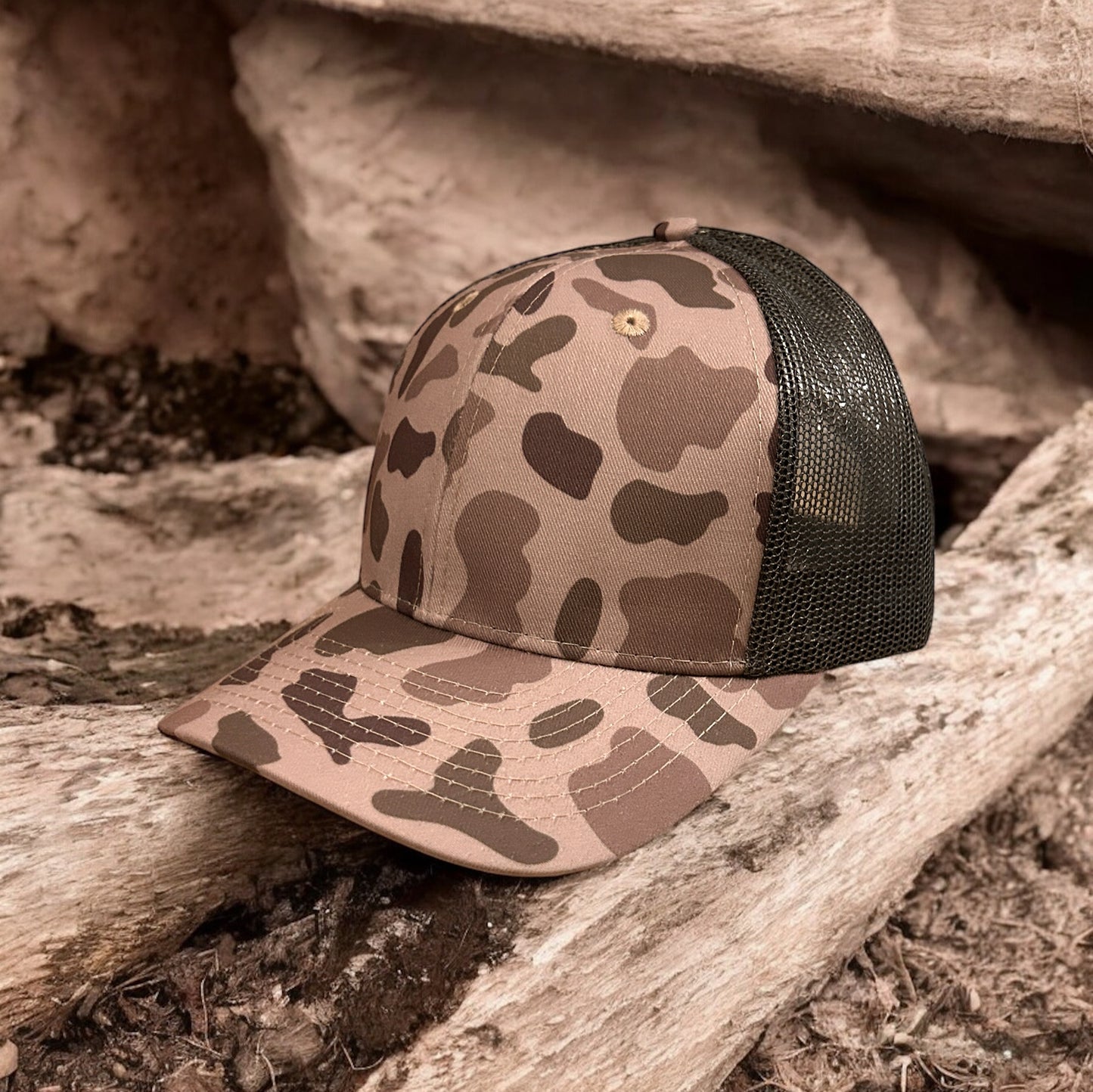 Custom Duck Camo 6 Panel Trucker Hat Marsh Bark Camo Rope Hat Von Burton Supply