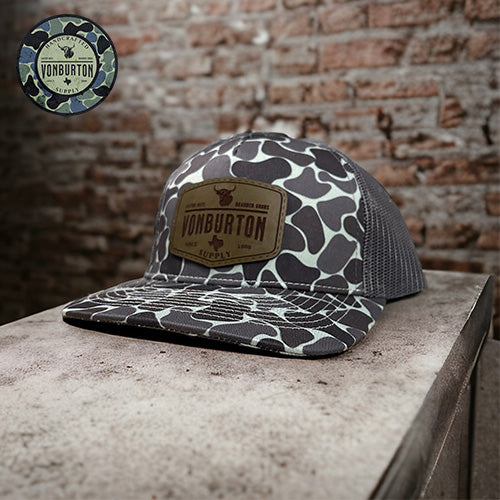 Classic Duck Camo Five Panel Trucker Hat Scrub Oak Camo Hat Von Burton Supply   