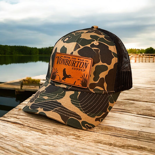 Retro Duck Camo 6 Panel Trucker Hat Platte River Camo Hat Von Burton Supply
